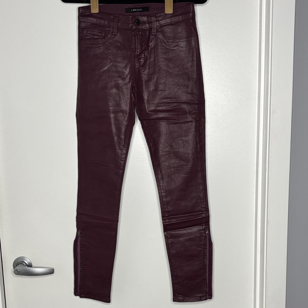 J Brand Rich Burgundy Skinny Pants